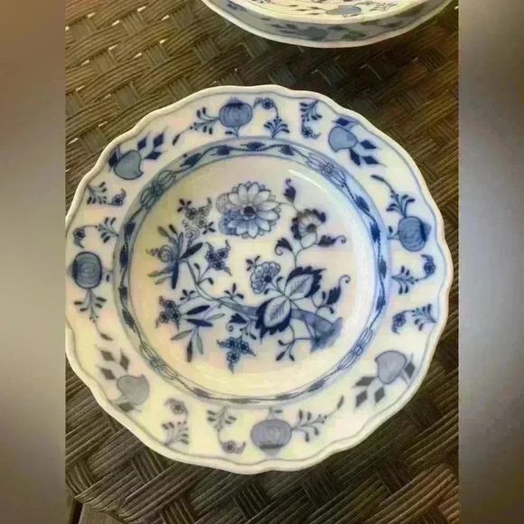 5 pc Antique Meissen great condition!! RARE! Flow blue Porcelain China 1800’s - Picture 8 of 12